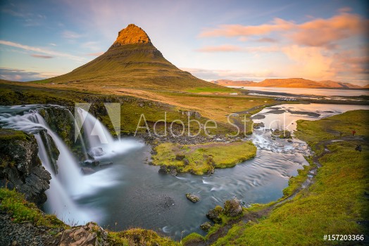 Picture of Landscapes and waterfalls Kirkjufell mountain in Iceland